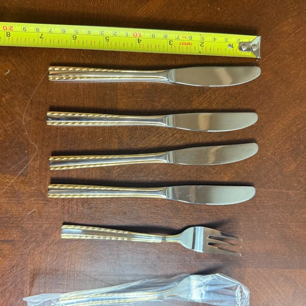 18/8 Rostfrei Stainless‎ Steel Flatware Gold Accent Mixed Lot Knives Forks